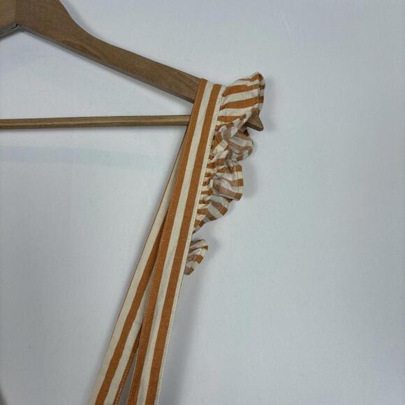Urban Outfitters Rosie Ruffle Suspender Orange and White Striped Skirt Size: S - Picture 4 of 8